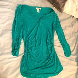 Teal Fitted White House Black Market Shirt